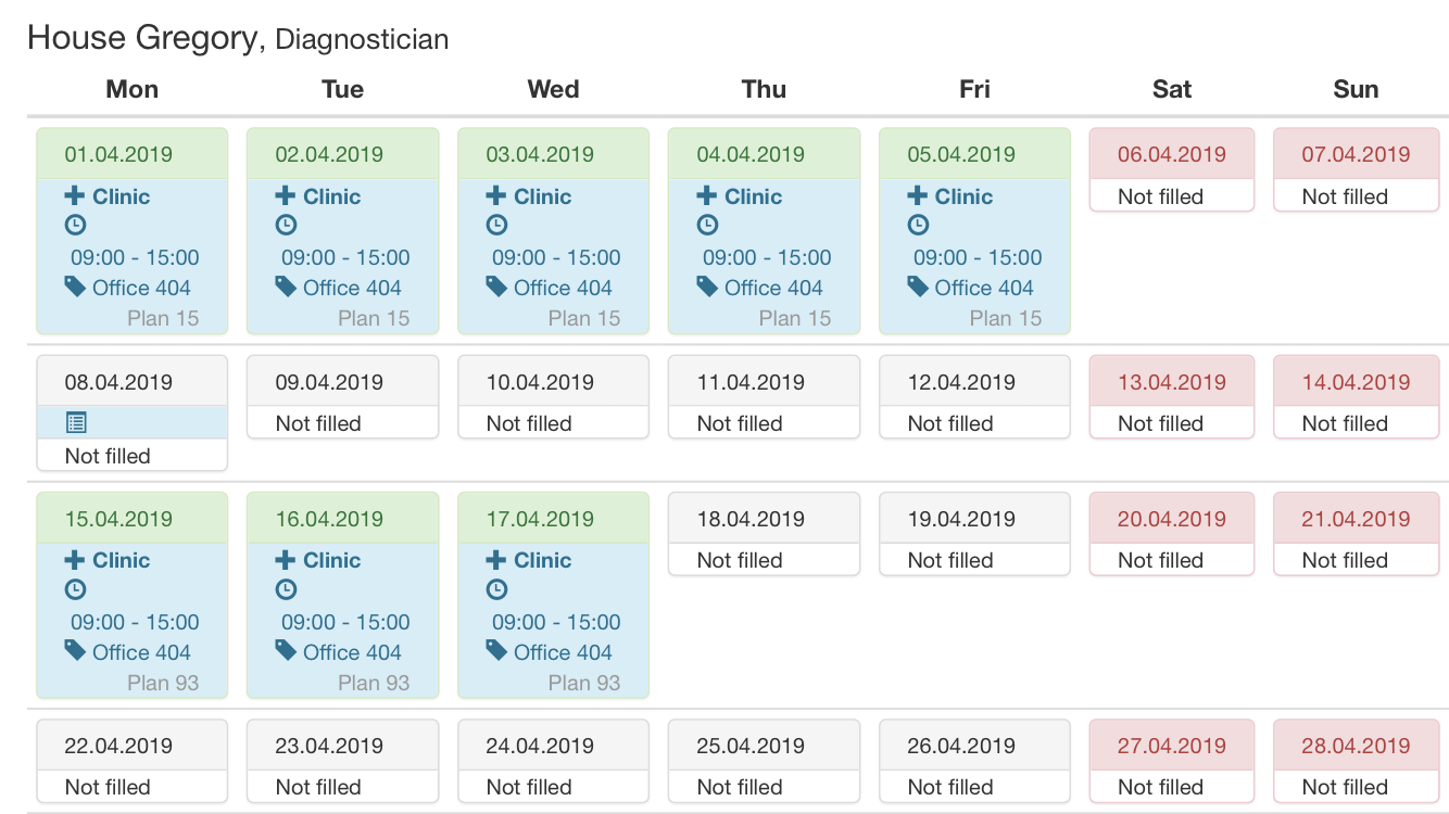 Schedule screenshot 2